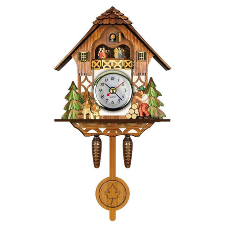 GOWENIC Vintage Wall Clock, Cuckoo Clock, Retro Wooden Cuckoo Birdhouse Wall Clock, Home Decor Hanging Cuckoo Clock Auto Swing Pendulum Home Decor Scandinavian (CM001) GOWENIC
