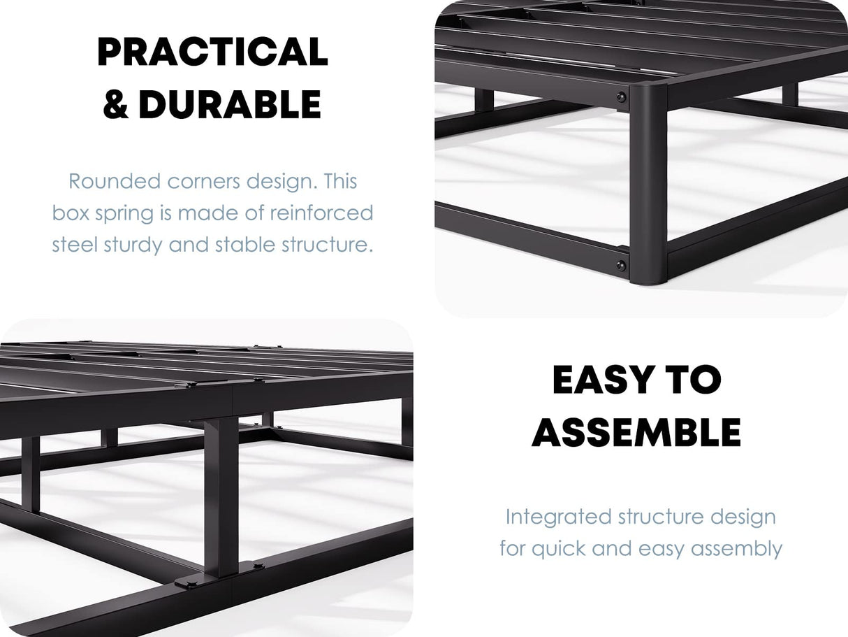 RLDVAY Box-Spring-Queen, 9 inch Metal Queen Box Spring Only, Heavy Duty Queen Size Box Spring with Fabric Cover, Easy Assembly, Non Slip, Noise Free RLDVAY