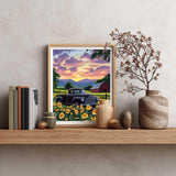 Paint by Numbers Barn, Classic Cars Paint by Number Kit for Adults, Truck Wall Art, Farm Acrylic Painting, Rustic Country Landscape Poster Home Decor - Mountain Flower(16x20inch, No Frame) Cawpom