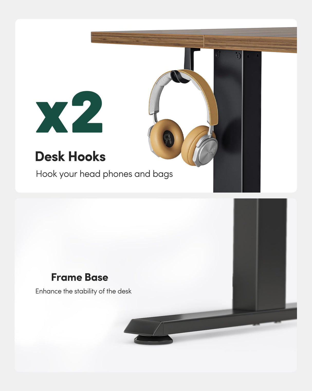 FEZIBO Electric Standing Desk, Height Adjustable Stand up, 48 x 24 Inches Sit Stand Home Office, Computer Desk, Black Walnut FEZIBO