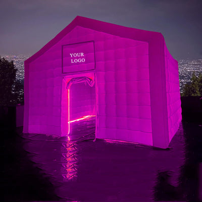 CZGBRO Inflatable Nightclub, Portable Air Cube Tent, Inflatable Night Club Square Gazebo Event Room Tent House for Event Exhibition Wedding Business/Private Use(White, 20 * 16.5 * 14FT)