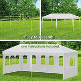 10x20 Outdoor Gazebo Wedding Party Tent Canopy Tent with 4 Removable Sidewalls,White FDW