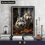 Zariocy 5D Diamond Art Kits for Adults Two Wolf, DIY Diamond Painting Art Animals Round Full Drill Crystal Diamond Embroidery Paintings Arts Craft for Home Office Wall Decor 12x16 inch Zariocy
