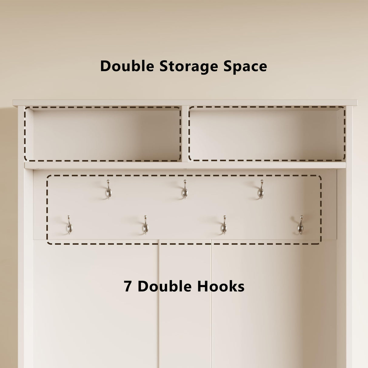 Aiho Hall Tree with Bench and Shoe Storage, 3-in-1 Entryway Bench with Coat Rack, Hall Tree with Bench with Adjustable Shoe Storage, 2-Tier Top Storage, for Entryway, Hallway, White Aiho