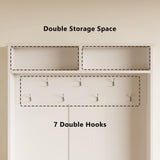 Aiho Hall Tree with Bench and Shoe Storage, 3-in-1 Entryway Bench with Coat Rack, Hall Tree with Bench with Adjustable Shoe Storage, 2-Tier Top Storage, for Entryway, Hallway, White Aiho