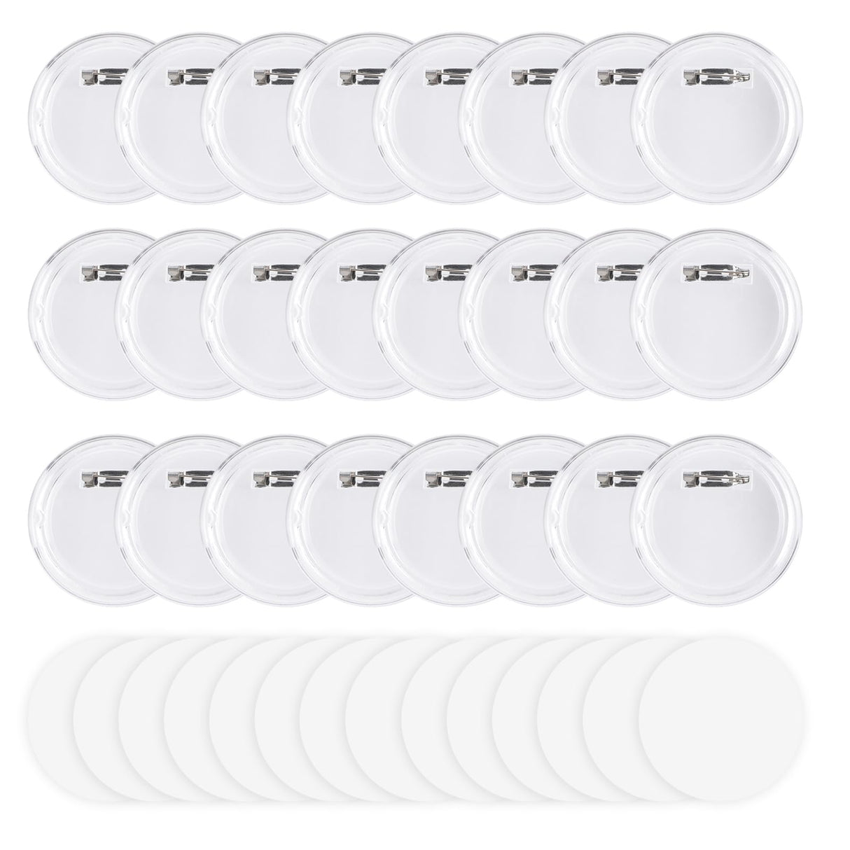 Happizza 1.97 Inch Button Maker DIY Clear Button Pins 50 Pack, Acrylic Button Making Kit, Make Your Own Buttons, Picture Photo Buttons for School Crafts Supplies, Blank Button Pins with Round Paper Happizza