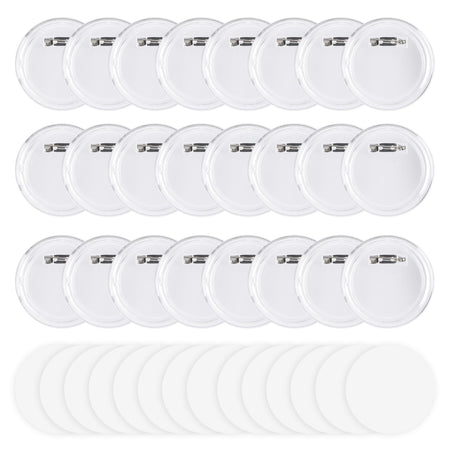 Happizza 1.97 Inch Button Maker DIY Clear Button Pins 50 Pack, Acrylic Button Making Kit, Make Your Own Buttons, Picture Photo Buttons for School Crafts Supplies, Blank Button Pins with Round Paper Happizza
