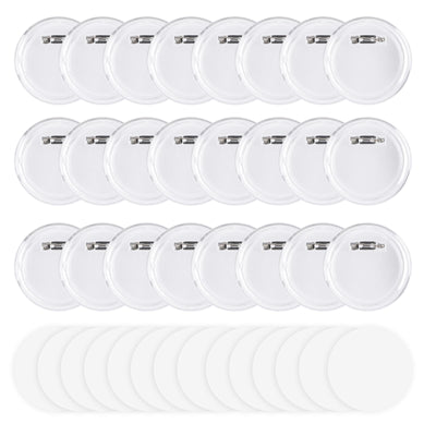 Happizza 1.97 Inch Button Maker DIY Clear Button Pins 50 Pack, Acrylic Button Making Kit, Make Your Own Buttons, Picture Photo Buttons for School Crafts Supplies, Blank Button Pins with Round Paper