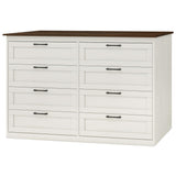 Vikiullf 8 Drawer Dresser - Farmhouse Dresser for Bedroom, Wooden Chest of Drawers, Storage Drawers for Bedroom, Living Room, Hallway, Entryway Organizer, Rust Oak White Vikiullf
