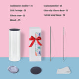 MICLAXYS Sublimation Tumblers Skinny Straight, Stainless Steel Sublimation Tumblers Blank, Individually Gift Boxed, Insulated Tumbler Sublimation (25, 20OZ Flat Edge) MICLAXYS