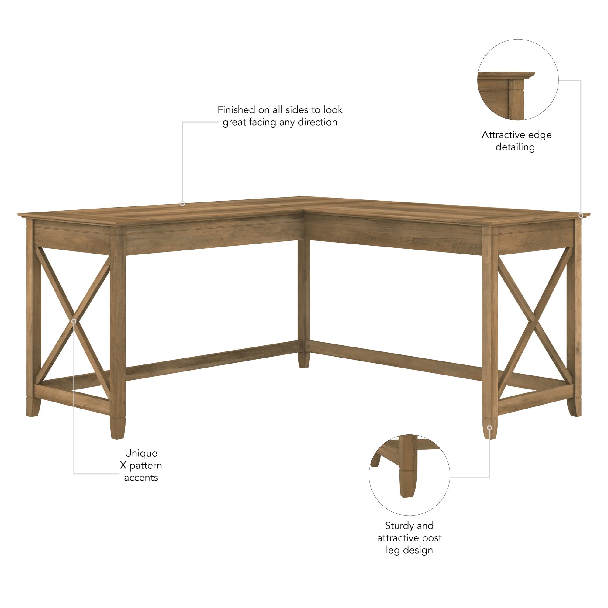 Bush Furniture Key West 60W L-Shaped Desk - Thumbnail 4
