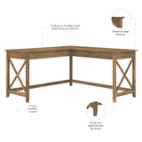 Bush Furniture Key West 60W Modern Farmhouse L Shaped Desk in Reclaimed Pine 60-Inch Corner Table for Home Office Bush Business Furniture