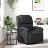 vidaXL Recliner Chair - Black Real Leather, Manual Reclining Function, Comfortable Seating with Solid Wood and Metal Frame, for Office or Living Room vidaXL