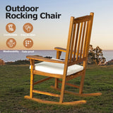 Panana Acacia Wood Rocking Chair Outdoor Porch Rocker with Cushion for Patio, Garden, Balcony, Backyard, Living Room Panana