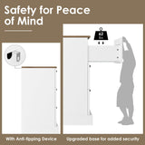 HOSTACK 6 Drawer Dresser, White Dresser for Bedroom, Wood Chest of Drawers, Wide Double Dresser, Modern Farmhouse Drawer Chest for Living Room, Hallway, Entryway, White/Rustic Brown HOSTACK