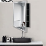 FOMAYKO Modern Medicine Cabinet Mirror Storage for Bathroom Bedroom Surface/Recessed Mount with 3 Shelves (16"x26", Brushed Silver) FOMAYKO