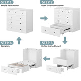 LIVAUVEAD Twin Murphy Bed with Built-in Charging Station, Space-Saving Murphy Bed Chest Twin with Drawer, Foldable, for Home Office Guest Room Bedroom White LIVAUVEAD