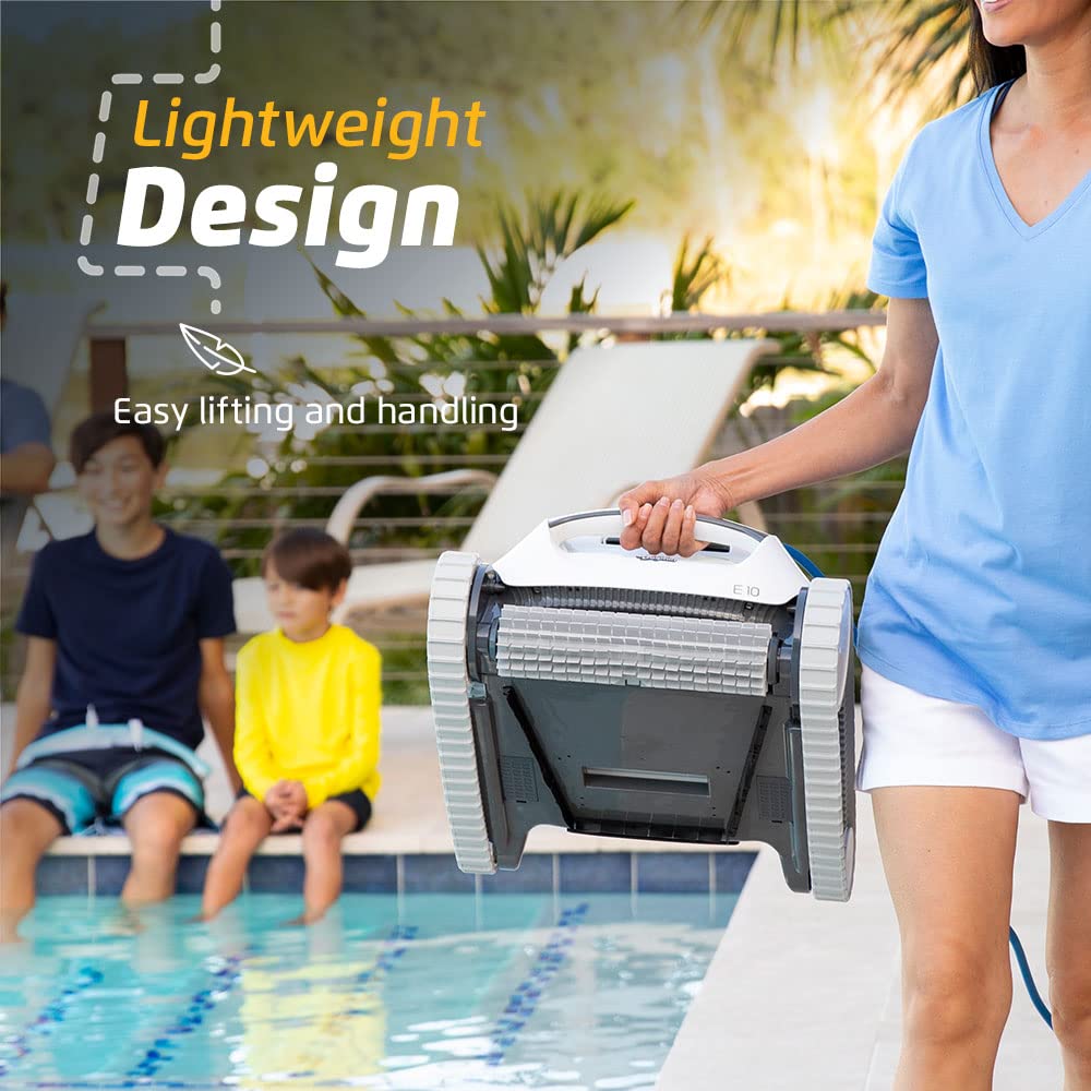 Dolphin (2025 Model) E10 Automatic Robotic Pool Vacuum Cleaner, Active Scrubber Brush, Top Load Filters Access, Ideal for Above-Ground Pools up to 30 FT in Length Dolphin