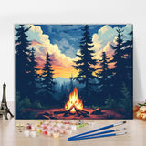 Forest Paint by Numbers Kit for Adults Enchanted Night - A Fiery Forest Adventure Under The Starry Sky Paint by Number, DIY Oil Painting Art Crafts for Home Wall Decoration, 16x20 Inch TUMOVO