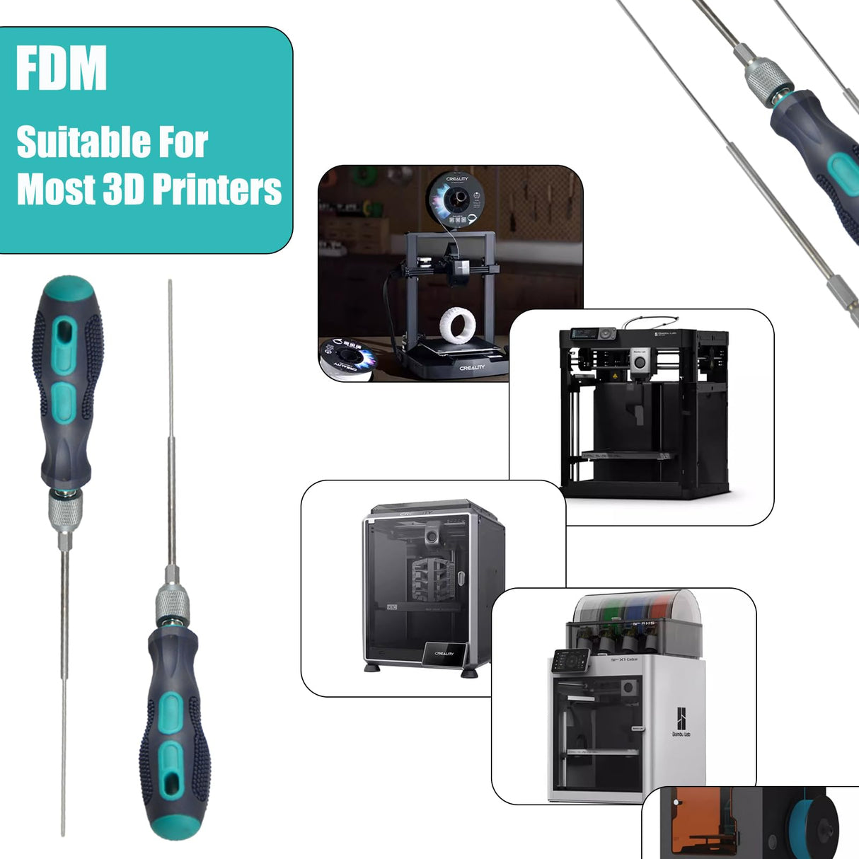 XIFOWE Clog Poke 3D Printer Accessories, Φ1.7mm L200mm Prolong Throat Piercing Needle Tool for Any 1.75mm Nozzles, 3D Printer Nozzle Cleaning Kit, Removable Needle, Quick Dredging, Reuse The Handle XIFOWE