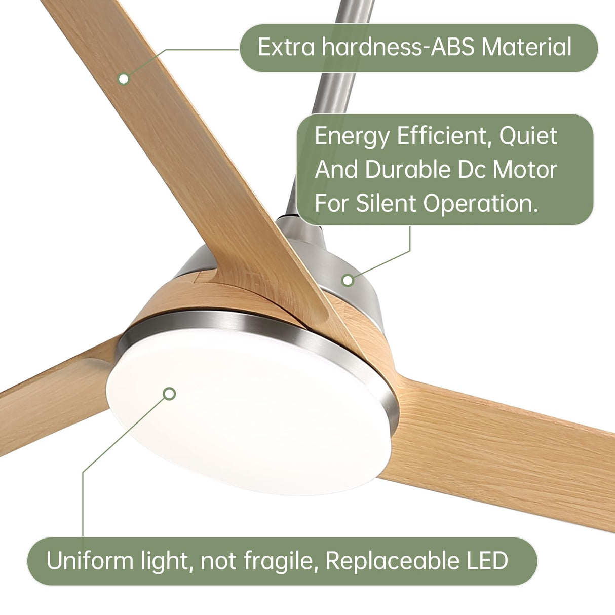 Sofucor 52 Inch Ceiling Fans with Lights and Remote, Modern Flush Mount Low Profile Ceiling Fan for Bedroom Indoor Outdoor, Noiseless Reversible LED Ceiling Fans, Strong Airflow 7000CFM, 3 Blades Sofucor