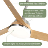 Sofucor 52 Inch Ceiling Fans with Lights and Remote, Modern Flush Mount Low Profile Ceiling Fan for Bedroom Indoor Outdoor, Noiseless Reversible LED Ceiling Fans, Strong Airflow 7000CFM, 3 Blades Sofucor