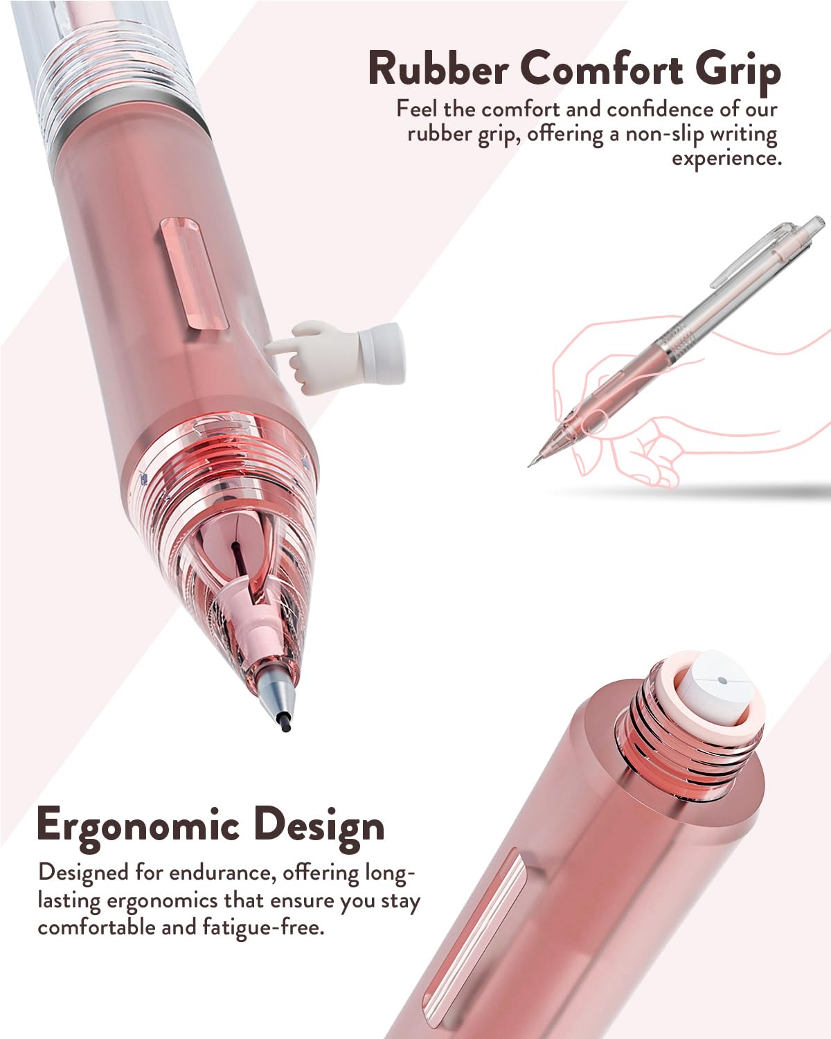 Four Candies Mechanical Pencil Set with Case, 6PCS Aesthetic Mechanical Pencils 0.5 & 0.7mm with 360PCS HB Lead Refills, 3PCS Erasers, 9PCS Eraser Refills for writing, drawing and sketching Four Candies