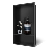 Greenspring 12" X 25" Stainless Steel Shower Niche Insert Tile Ready, Niche for Shower Wall, 2-Tier Recessed Shelves No Tile Needed for Bathroom Storage, Matte Black Greenspring