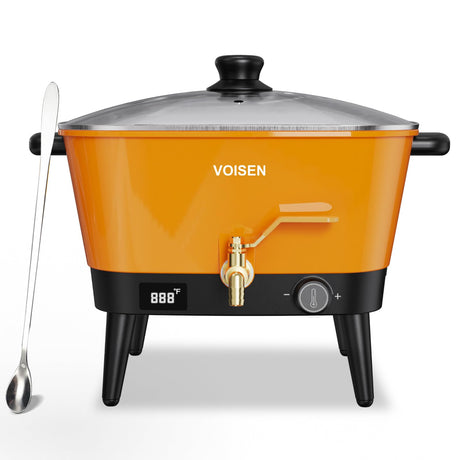 VOISEN Wax Melter for Candle Making, 8Qts Candle Wax Melting Pot with Spout for Soy Wax Soap Base, Electric Wax Melter for Candle Making with Temp Control, Easy Pour,Non-Stick(Orange) VOISEN