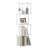 CRTERICX Acrylic Geometric Bookshelf for Small Spaces, 5-Tier Clear S Shaped Bookcase, Modern Open Book Shelf for Living Room, Bedroom, Office, 9.3" D x 15.6" W x 48.8" H, Easy Assembly CRTERICX