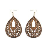 Bohemian Geometric Wood Earrings for Women Vintage Natural Wooden African Lightweight Teardrop Dangle Earrings Statement Boho Jewelry-brown COLORFUL BLING