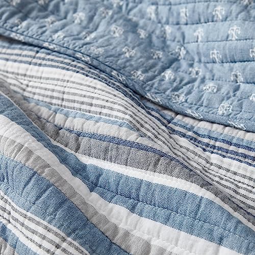 Nautica - Twin Quilt Set, Soft & Breathable Cotton Bedding with Medium Weight Feel, Reversible 2 Piece Bed Set with Matching Pillowcase (Jettison Grey)