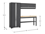 NewAge Products Bold Series Gray All-in-one 4pc Set, 30 in. Locker, Wall Cabinet, 60 in RTA Workbench with Bamboo Worktop, 24-Gauge Heavy Duty Steel Garage Storage Cabinets, 73501 NewAge Products Inc.