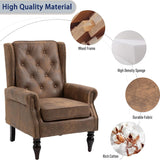 Mid-Century High Wingback Chair, Microfiber Accent Chair Armchair with Buttons,Modern Living Room Chairs with Rivet Decoration,Leisure Single Sofa Chair for Bedroom,Club,Home Reception (Coffee.) Lin-Utrend