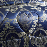 Raytrue-X King Comforter Set Silk Blanket All Season Bed Comforter King Set Royal Blue Jacquard Quilt Soft Microfiber Bedding Sets Matching 2 Pillow Shams(King, 104x90 inches) Raytrue-X