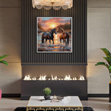 WSLWXSHM Diamond Painting Kits for Adults, Horse Round Full Drill Diamond Art Kits, 5D DIY Paint with Diamonds Crafts for Home Wall Decoration Gifts 12×12Inch, Animal WSLWXSHM