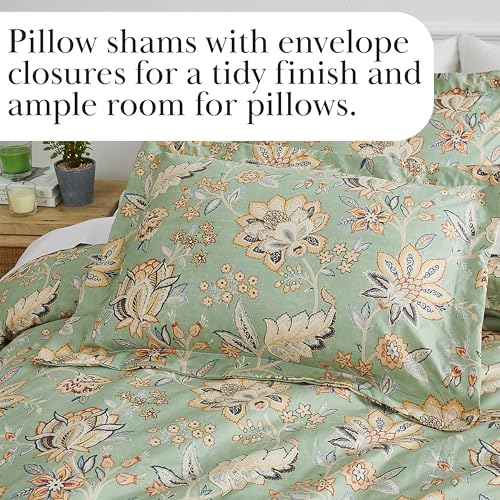 Southshore Fine Living Inc. Floral Cal King Duvet Cover Set - Oversized California King Duvet Cover, Fade Resistant Bedding, Durable Microfiber - Zipper Closure, Matching Shams - Jacobean Willow Green Southshore Fine Living, Inc.