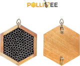Mason Bee House - Handmade Natural Wooden Bee Hive Coated with Wax for Water-Proof and Long Service Life - Attracts Peaceful Bee Pollinators to Your Garden,Carpenter Bee Houses for Garden POLLIBEE