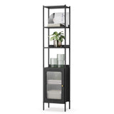VASAGLE Slim 6-Tier Bookcase with PC Door and Adjustable Shelves in Ebony Black and Matte Black VASAGLE