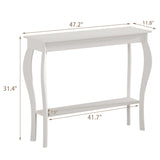 ChooChoo 47 Inch Narrow Console Table, Chic Accent Sofa Table, Entryway Table, White ChooChoo