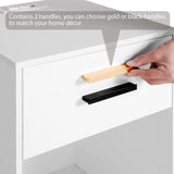 LAPTAIN Nightstand with Charging Station, End Side Table with Storage Drawer and Open Cabinet, Bedside Table for Bedroom, White LAPTAIN