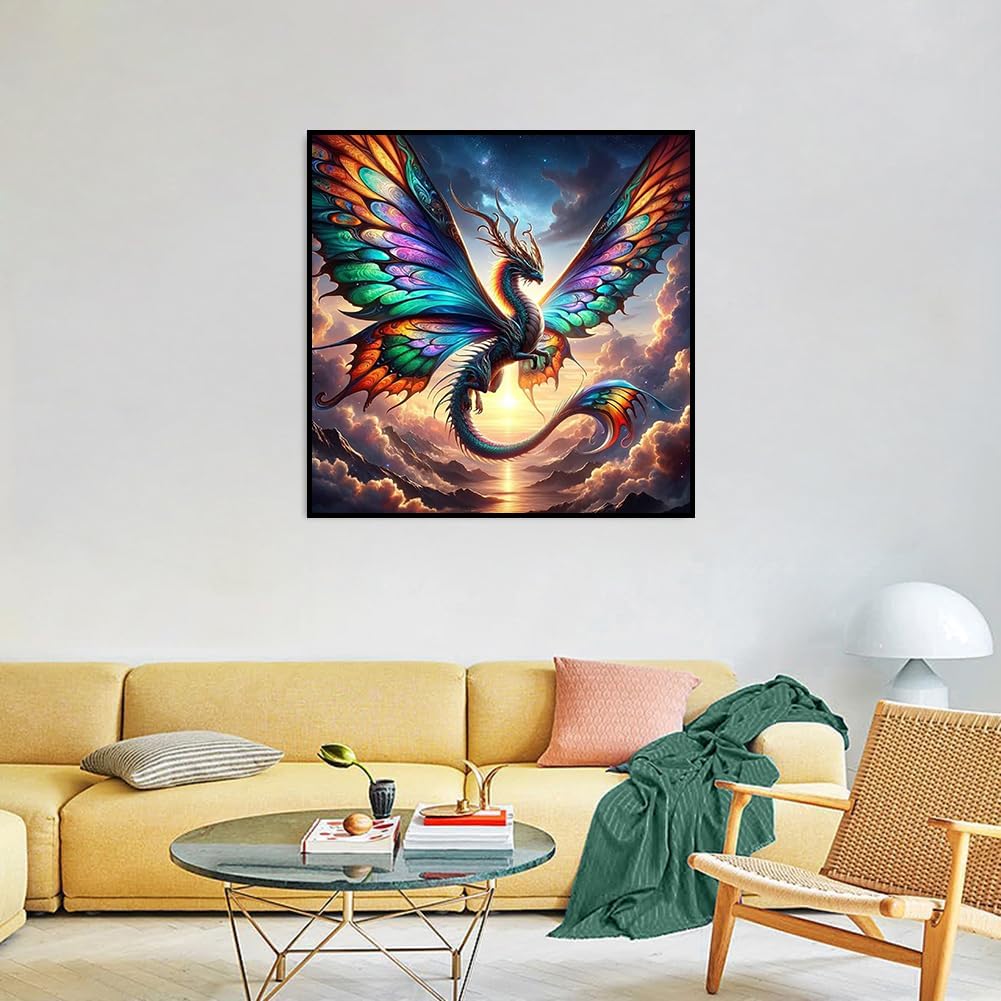 Ekuxom Dragon Diamond Art Kits for Adults, 5D Diamond Painting Kits for Beginners, DIY Round Full Drill Diamond Gem Art Kits for Crafts Home Wall Decor Gift 14x14 inch Ekuxom