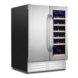 Velieta Outdoor Wine and Beverage Refrigerator,24 Inch Dual Zone Wine Beverage Cooler, Built-in/Freestanding Beer and Wine Fridge with a Powerful Compressor, 20 Bottles and 88 Cans Capacity Velieta