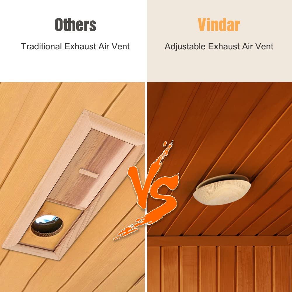 Vindar Sauna Room Air Vent 3.74" Round Pine Wooden Sauna Adjustable Exhaust Air Ventilation for Barrel Sauna, Sauna Room, Steam Room Exhaust Ventilation Vindar