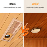 Vindar Sauna Room Air Vent 3.74" Round Pine Wooden Sauna Adjustable Exhaust Air Ventilation for Barrel Sauna, Sauna Room, Steam Room Exhaust Ventilation Vindar