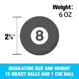 HMQQ Billiard Balls Set 2-1/4" Regulation Size Pool Table Balls for Replacement (16 Resin Balls) HMQQ