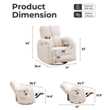 Rocking Chair Nursery with Adjustable Armrests, Electric Glider Recliner Nursing Chair for Breastfeeding, Power Swivel Recliner Chairs with Massage and Heat, Adjustable Headrest , FSC Certified, White Rhevoy