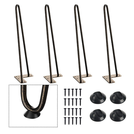 SMARTSTANDARD 16 Inch Heavy Duty Hairpin Furniture Legs, Metal Home DIY Projects for TV Stand, Sofa, Cabinet, etc with Rubber Floor Protectors Bronze 4PCS SMARTSTANDARD