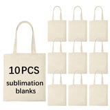 OKBA 10 pcs Sublimation Tote Bags,polyester tote bags for sublimation, DIY customization blank canvas tote bags 12.2 * 14.2 in (beige) OKBA