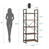YITAHOME 5-Tier Rustic Brown Bookshelf - Stylish Modern Bookcase & Storage Rack for Home and Office YITAHOME